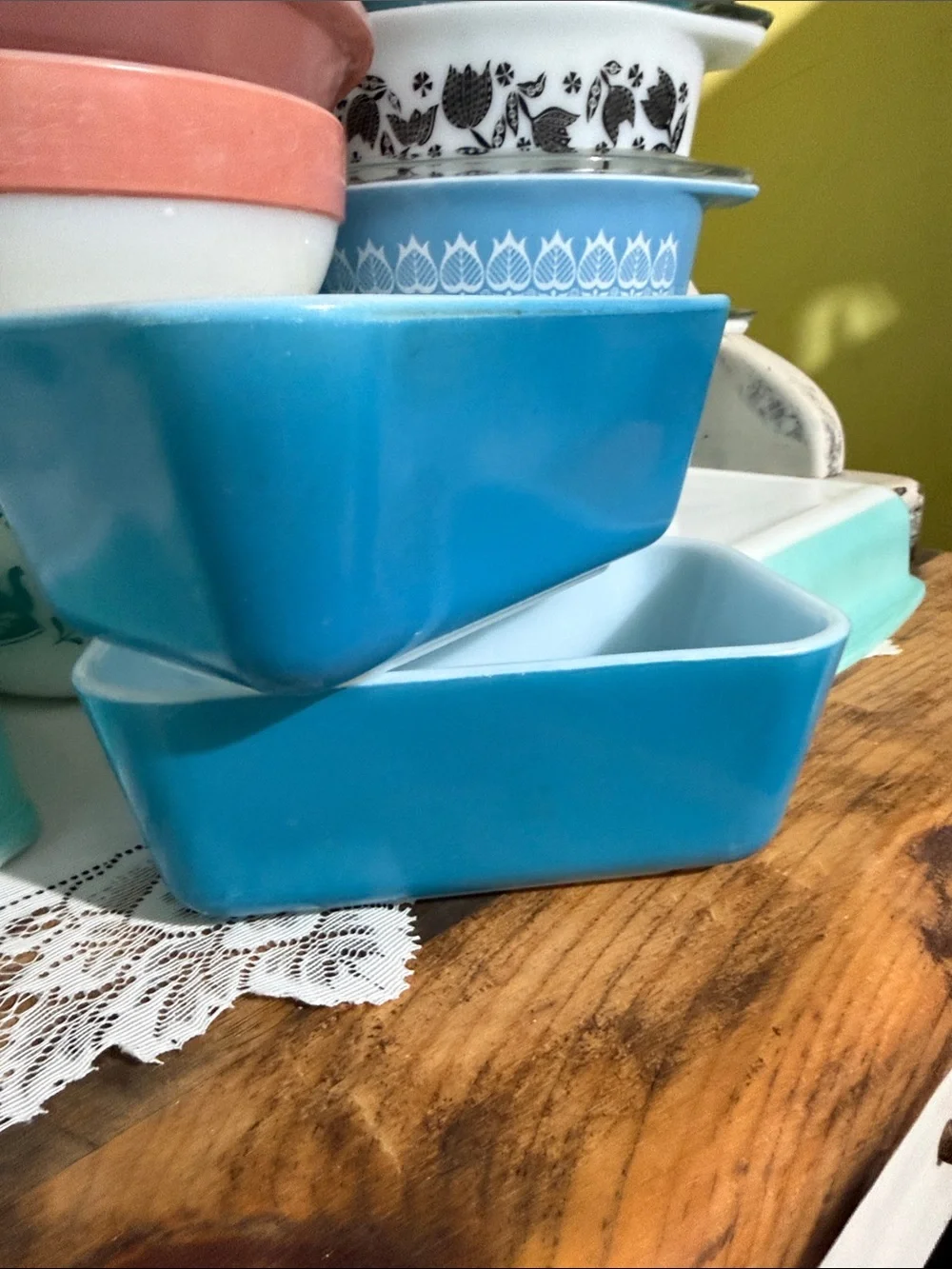 Pyrex 0502 refrigerator fridge turquoise blue set of 2 TM reg